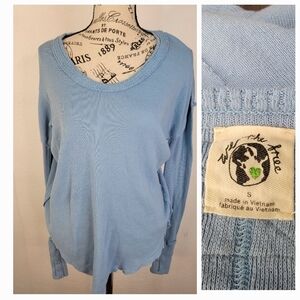 Free People Top Sz Small Colby Long Sleeve Thumbholes  We The Free Blue
